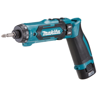 Makita Akku-Knickschrauber DF012DSE, 7,2 V, incl. 2x Akku 1,5 Ah, Ladegerät, Zubehör, Transportkoffer