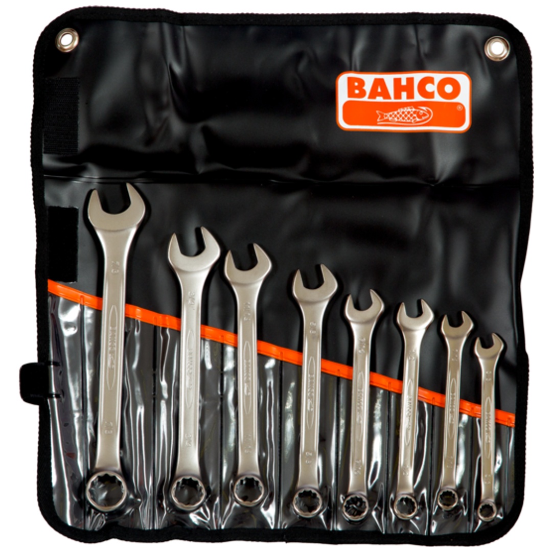 Bahco Satz Ring-Maulschlüssel, Zoll - 8 -tlg., in Kunststofftasche, 3/8-7/8