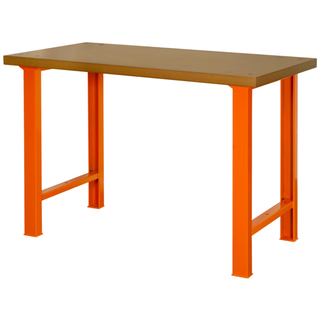 Bahco Robuste Werkbank mit MDF-Arbeitsplatte und 4 Beinen, orange, 1800 mm x 750 mm x 1030 mm