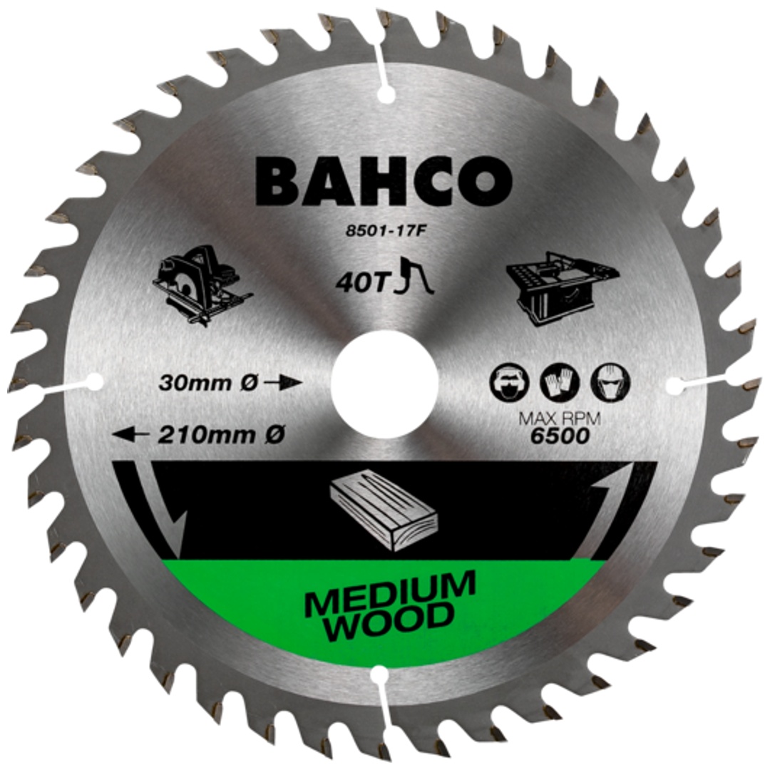 Bahco 40-Zähne Kreissägeblätter mit hartmetallbestückten, feinen Zähnen für Arbeiten in Holz, 210 mm