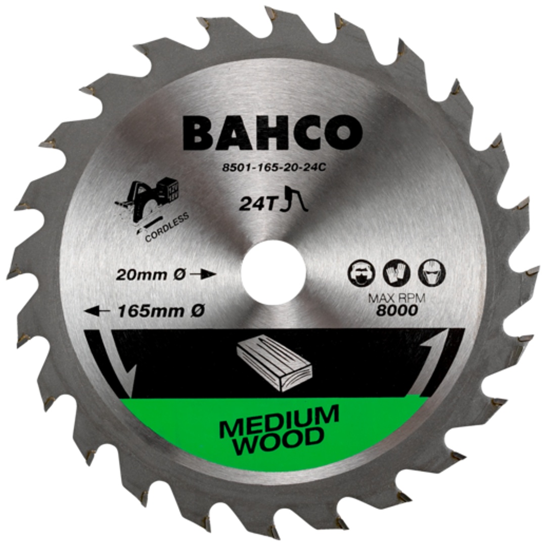 Bahco 24-Zähne Kreissageblätter für Akku-Kreissägen in Holz 150 mm x 10 mm
