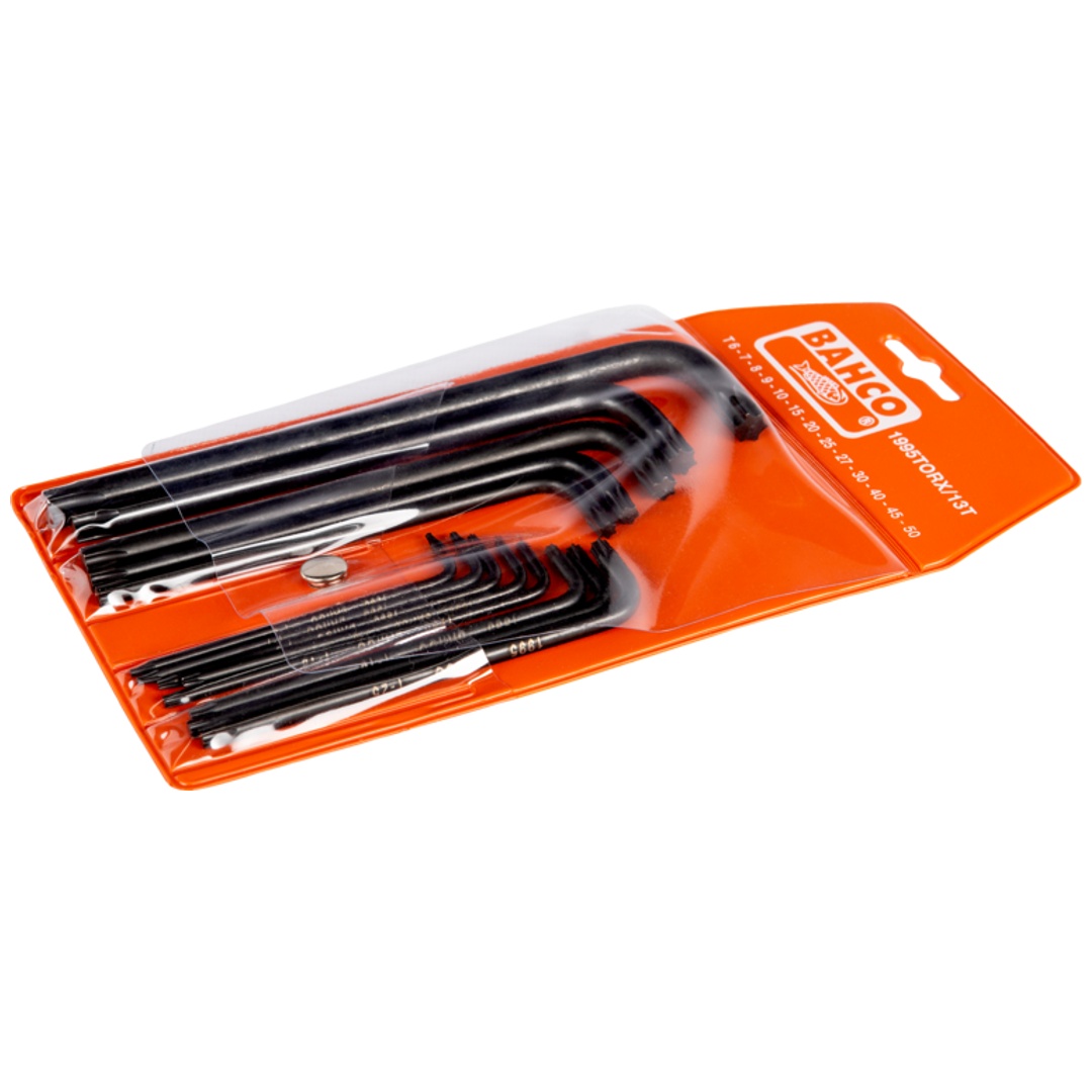 Bahco Langer TX-Winkelschraubendreher-Satz, phosphatiert, T6-T50 - 13-tlg.