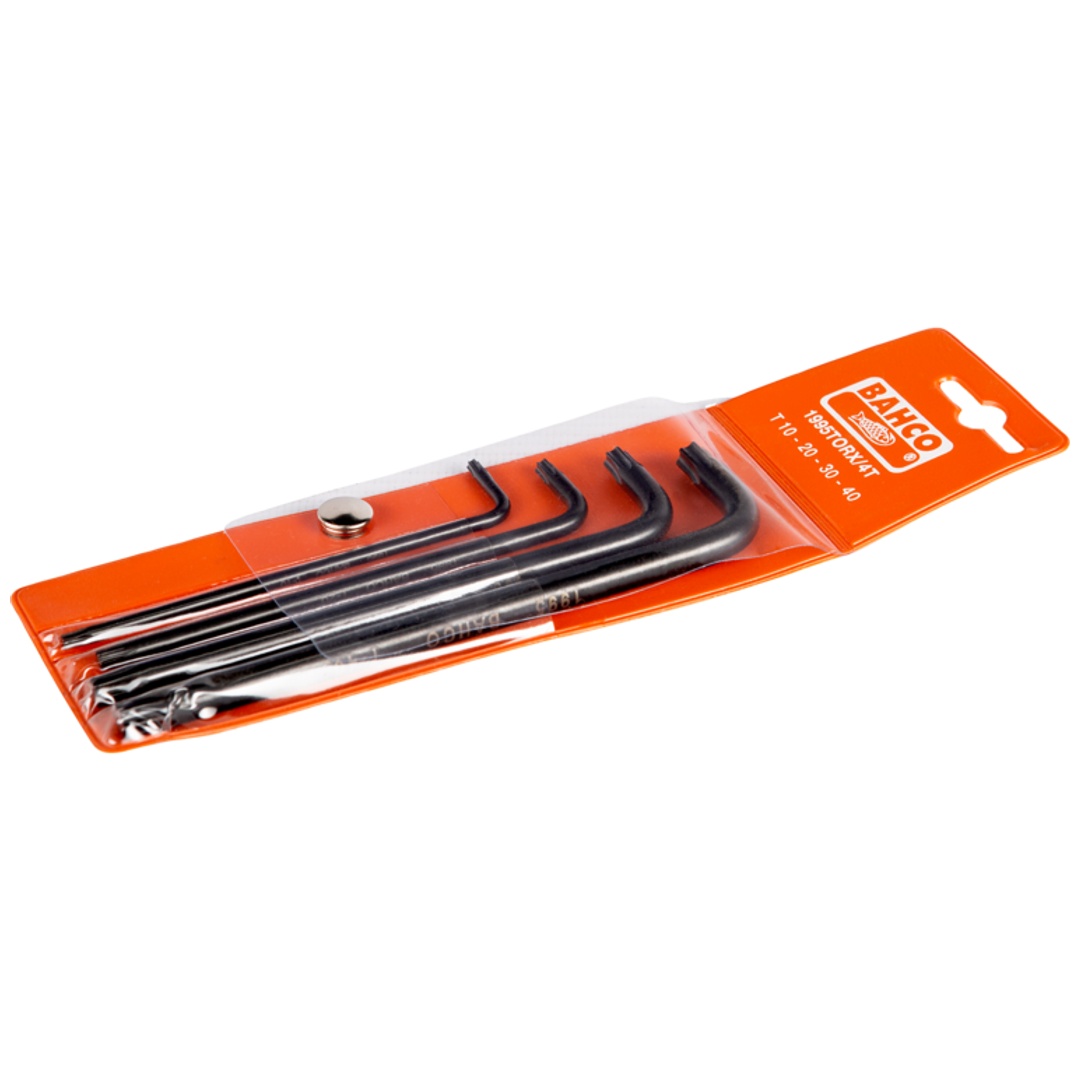 Bahco Langer TX-Winkelschraubendreher-Satz, phosphatiert, T10-T40 - 4-tlg.