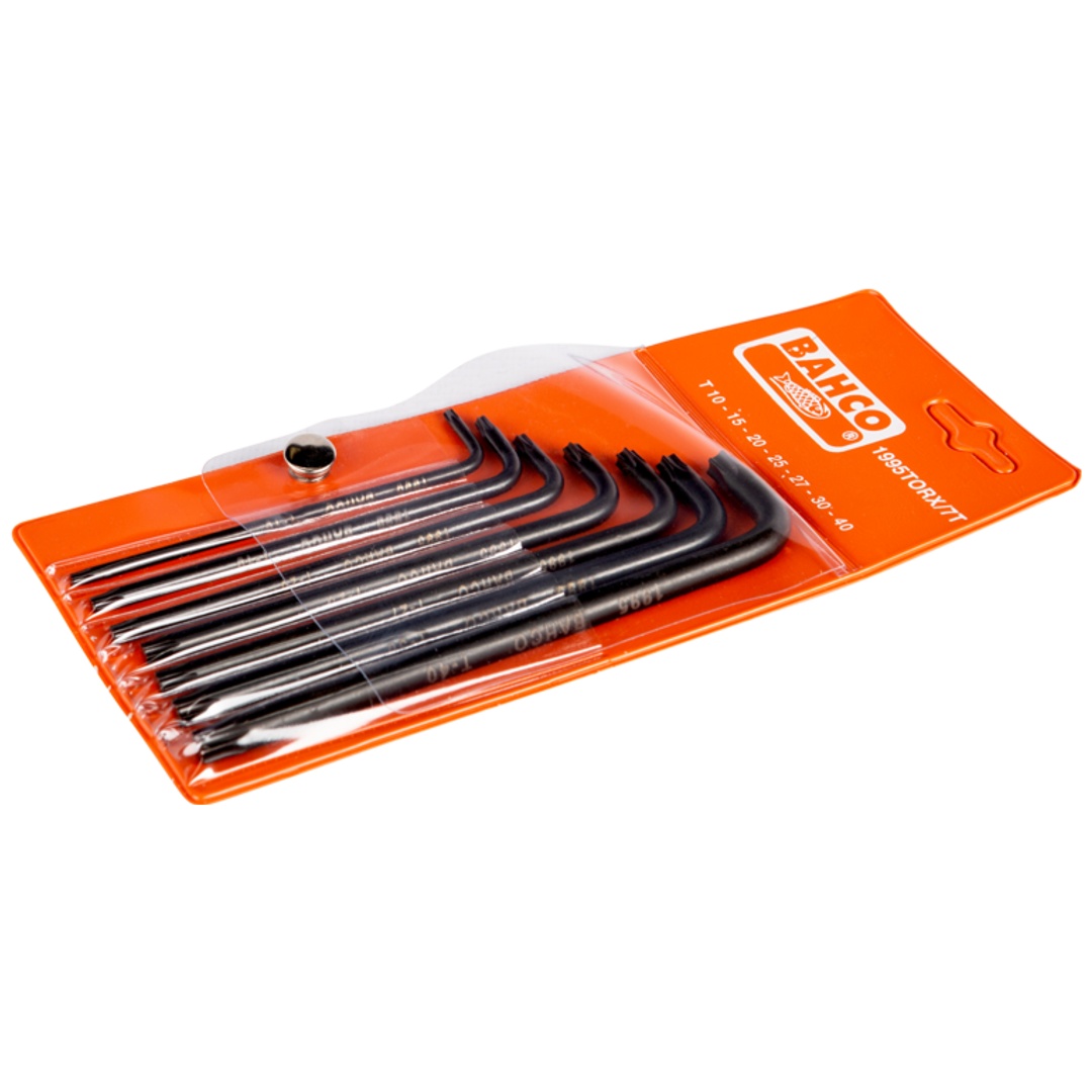 Bahco Langer TX-Winkelschraubendreher-Satz, phosphatiert, T10-T40 - 7-tlg.