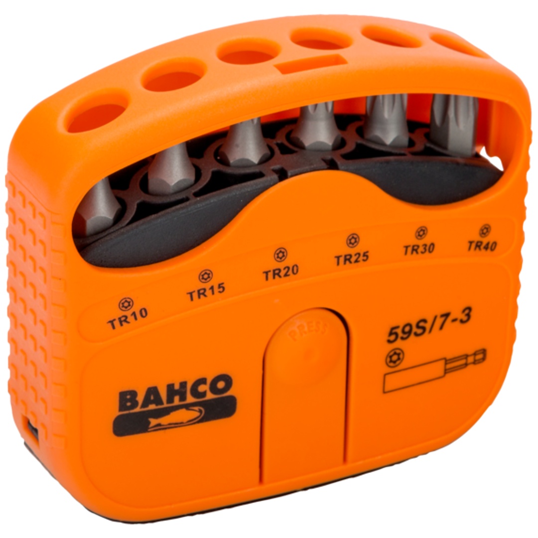 Bahco 1/4 Bitsatz für TX-Schrauben mit Sicherungsstift 22 mm x 65 mm x 75 mm - 7-tlg.