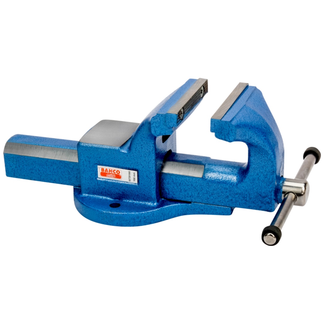 Bahco Schraubstock mit Vierkant-Schlitten und austauschbaren Backen, für hohe Beanspruchungen, kompatibel mit Drehsockel 150 mm