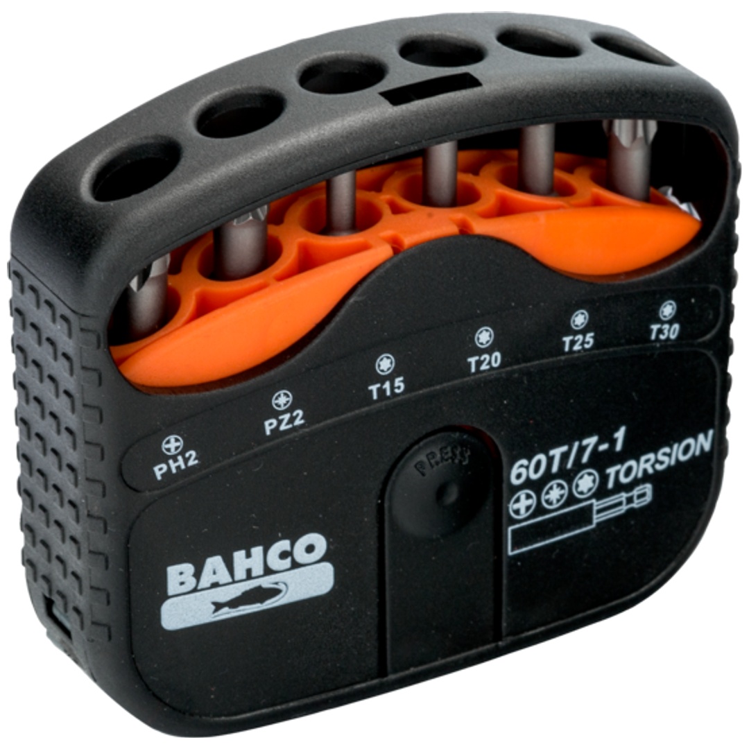 Bahco 1/4 Torsions-Bitsatz für Phillips-, Pozidriv- und TX-Schrauben 22 mm x 65 mm x 75 mm - 7-tlg.