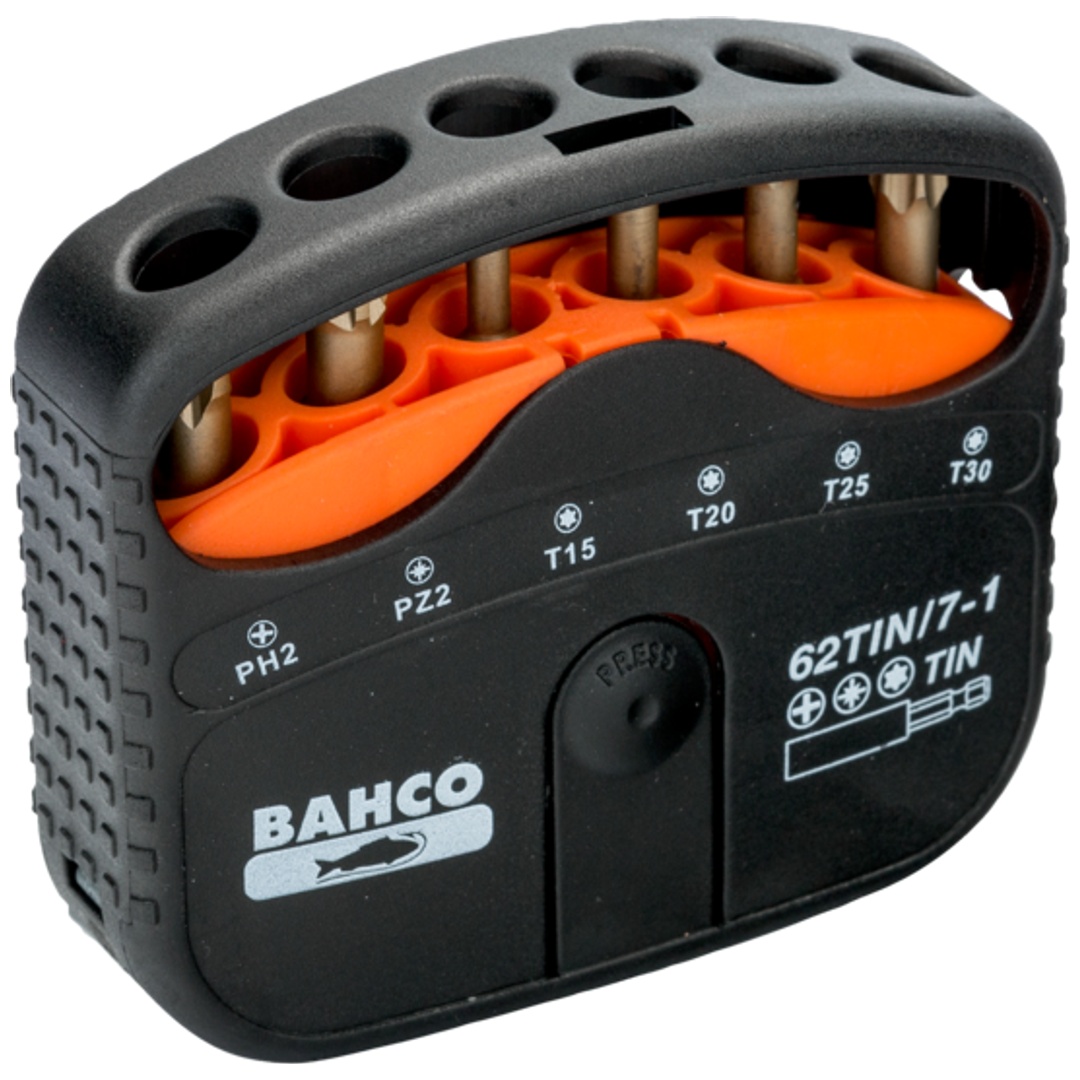Bahco 1/4 Zinn-Torsions-Bitsatz für Phillips-, Pozidriv- und TX-Schrauben 22 mm x 65 mm x 75 mm - 7-tlg.