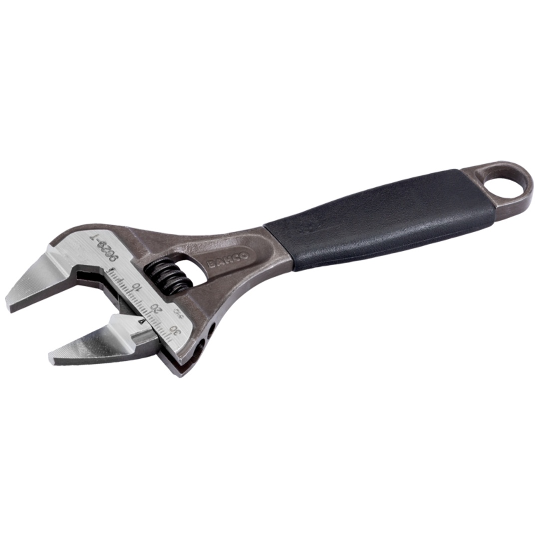 Bahco ERGO 32-mm-Rollgabelschlüssel mit extragroßer Öffnungsweite, dünner Backe, Zentralmutter und Gummigriff, 170 mm