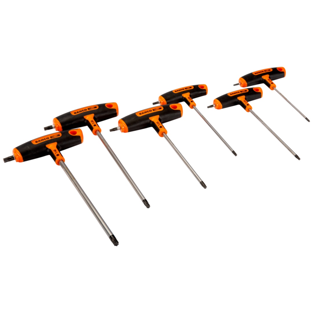 Bahco Satz Schraubendreher mit T-Griff für TX - Schrauben T10 - T40 - 6-tlg.
