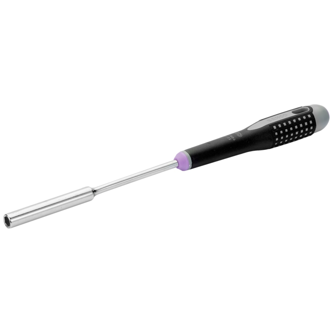 Bahco ERGO Steckschlüssel für Sechskantschrauben mit langer Aufnahme und Gummigriff, 4,5 mm x 125 mm