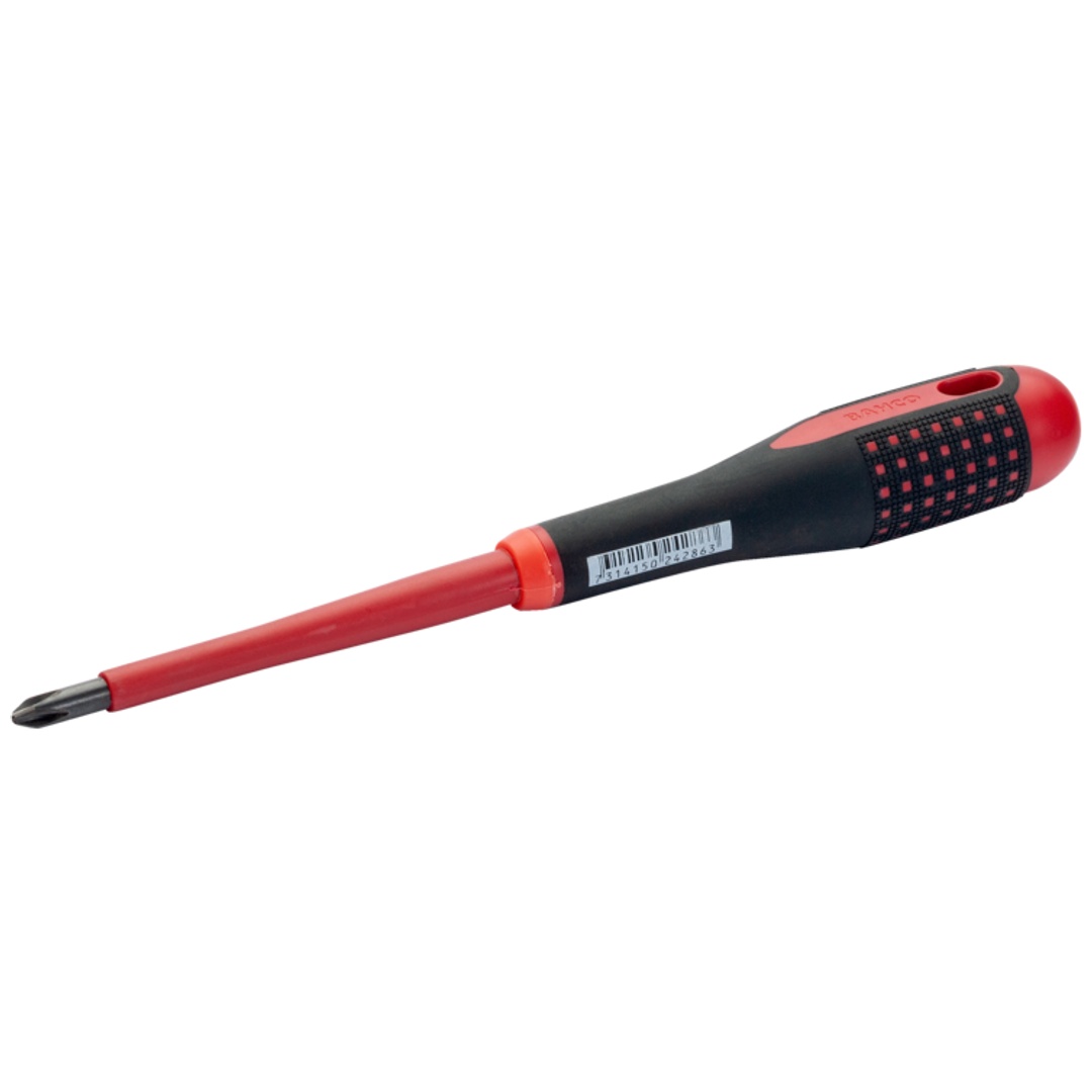 Bahco Banco ERGO Isolierter Schraubendreher für Phillips-Schrauben mit 3-Komponenten-Griff, VDE-zertifiziert PH4 x 36 mm x 200 mm