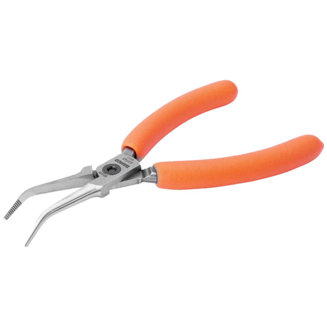 Bahco Kompakte Spitzzangen mit um 45º gebogener Spitze und orangefarbenen PVC-Griffen 141 mm