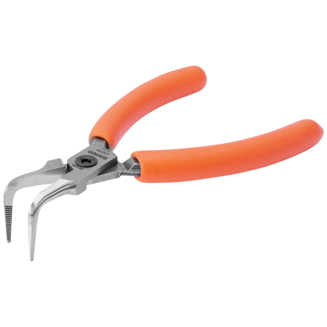 Bahco Kompakte Flachrundzangen mit um 90º gebogener Spitze und orangefarbenen PVC-Griffen 125 mm