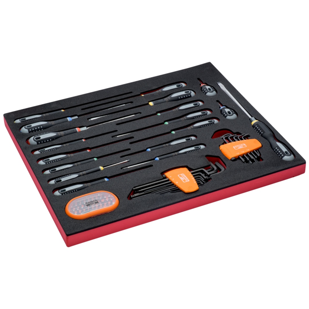 Bahco Fit&Go 3/3 Schaumstoffeinlage Schraubendreher-/Winkelschraubendreher-/Bit-Satz - 66-tlg.
