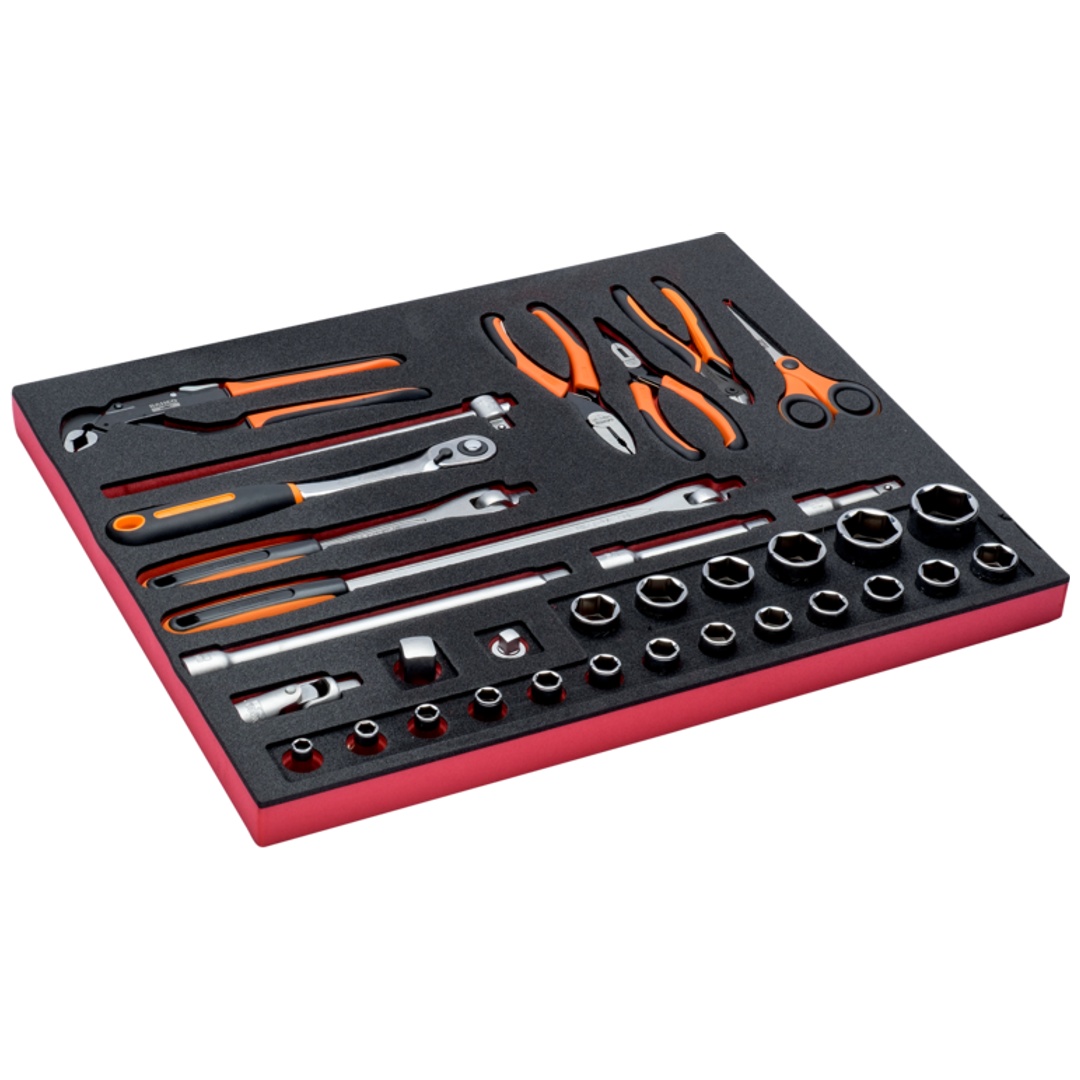 Bahco Fit&Go 3/3 Schaumstoffeinlage 1/2 Steckschlüssel-Einsatz-/Zangensatz - 34-tlg.