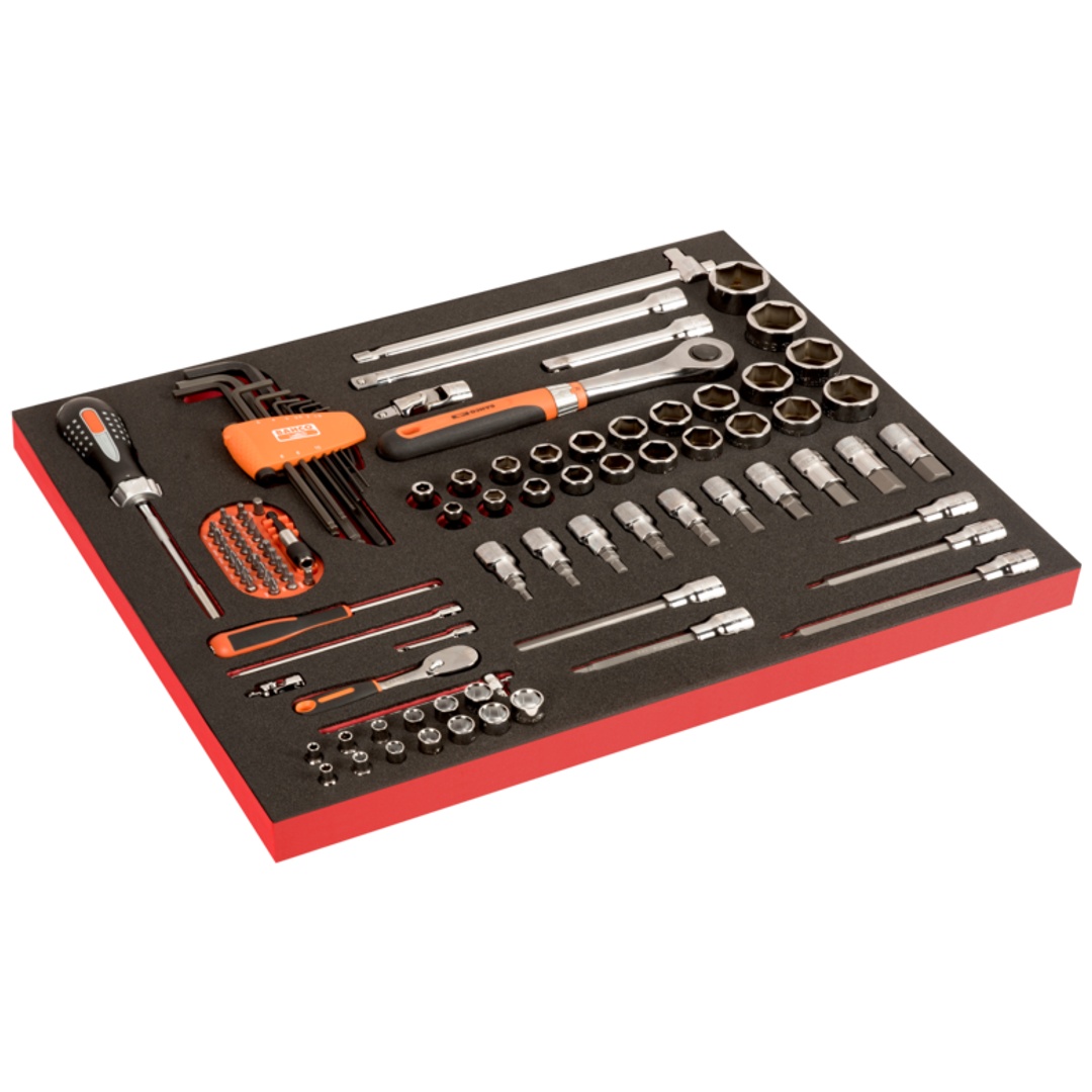 Bahco Fit&Go 3/3 Werkzeugeinlage mit 1/2 bis 3/8 Steckschlüssel-Satz - 101-tlg.