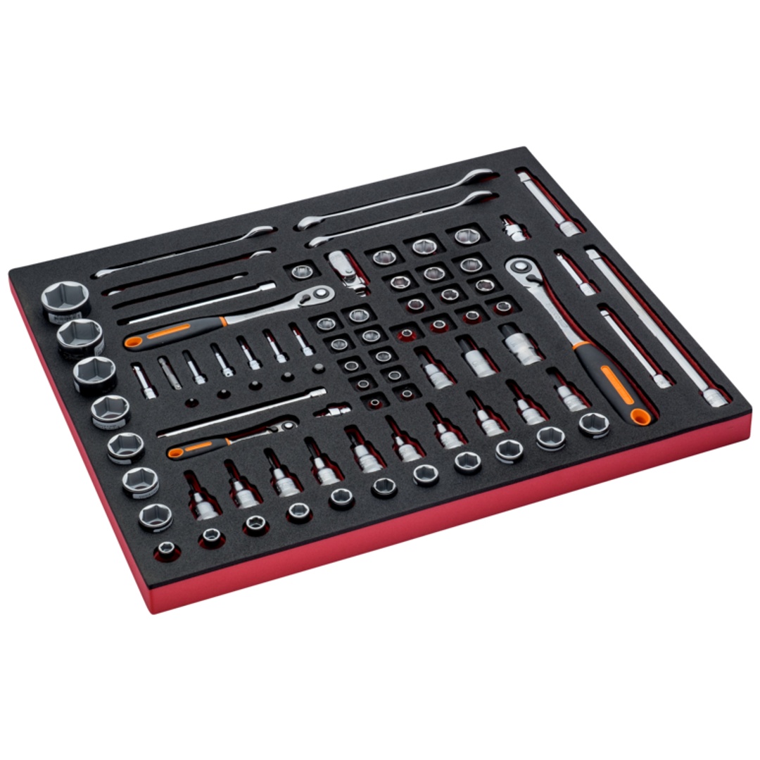 Bahco Fit&Go 3/3 Schaumstoffeinlage Satz Standard-Ring-Maulschlüssel/Steckschlüssel-Einsätze - 83-tlg.