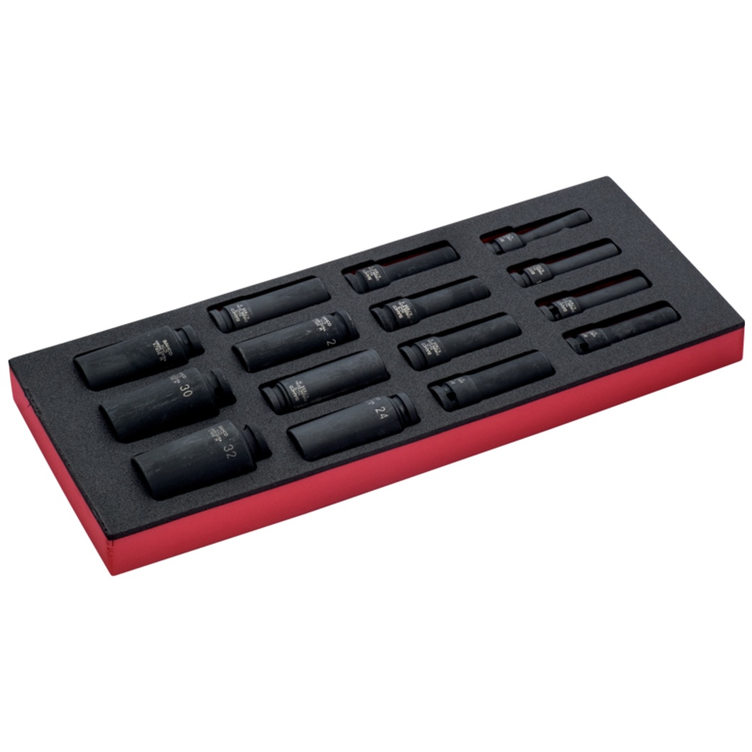 Bahco Fit&Go 1/3 Schaumstoffeinlage 1/2 Satz Kraft-Steckschlüssel-Einsätze, lang - 15-tlg.