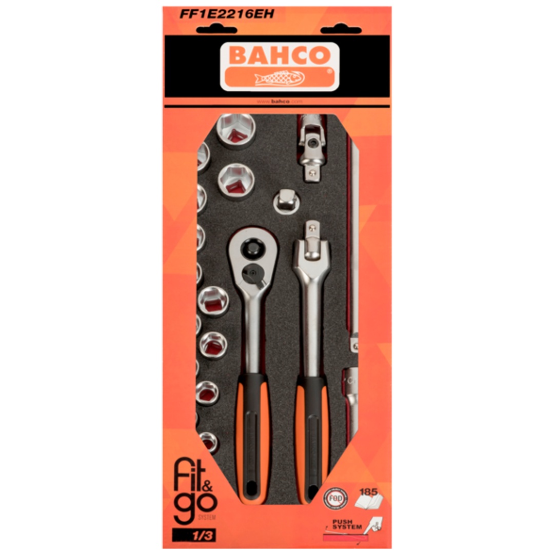 Bahco Fit&Go 1/3 Schaumstoffeinlage 1/2-Knarren- und Zubehör - 24-tlg.