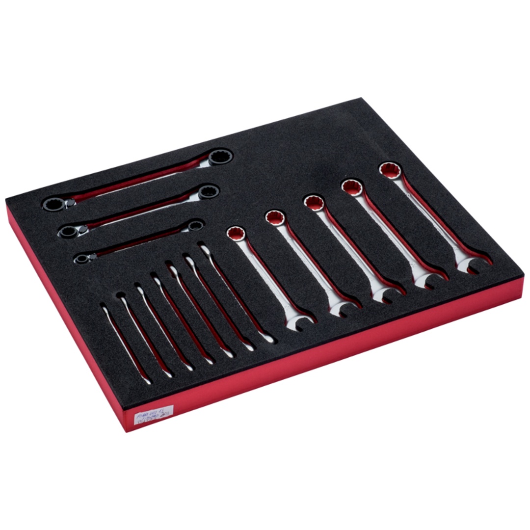 Bahco Fit&Go 2/3 Einlage metrischer Ring-Maulschlüssel und Knarren-Ringschlüssel - 13-tlg.