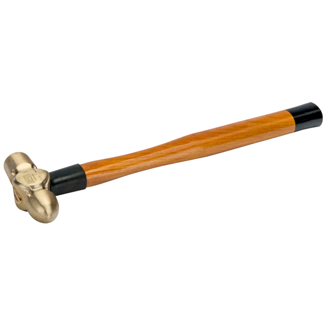 Bahco Schlosserhammer mit Kugelpinne, Aluminiumbronze-Kopf und Holzgriff, funkenfrei, 450 g