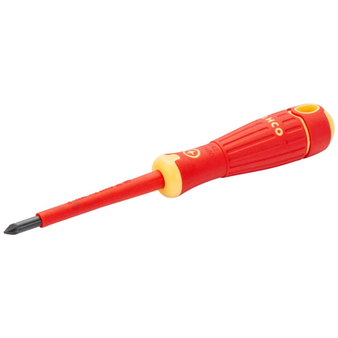 Bahco Nach VDE isolierter BahcoFit-Pozidriv-Schraubendreher mit Mehrkomponentengriff, PZ3 x 150 mm, Einzelhandelsverpackung