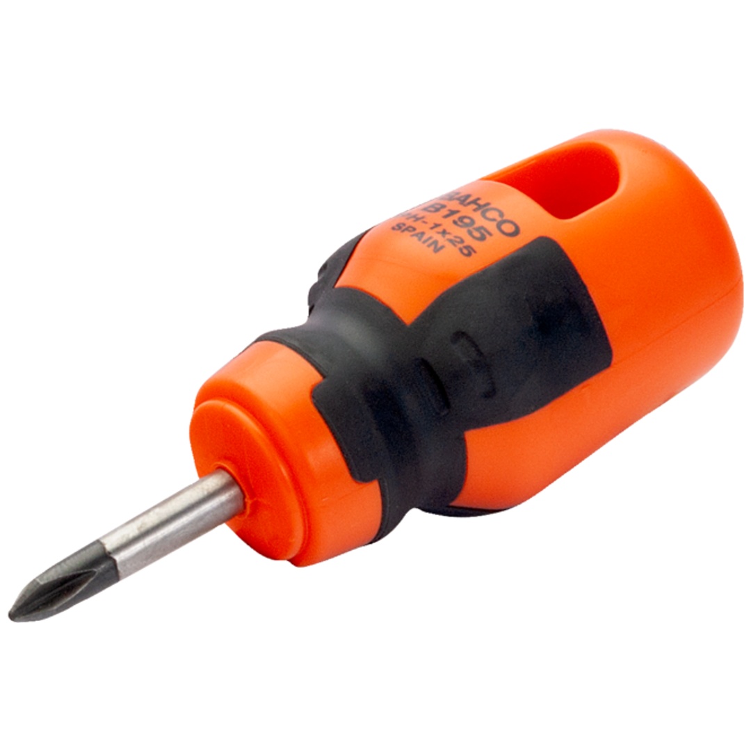 BahcoFIT Phillips Schraubendreher mit kurzem Gummigriff, PH1 x 25 mm