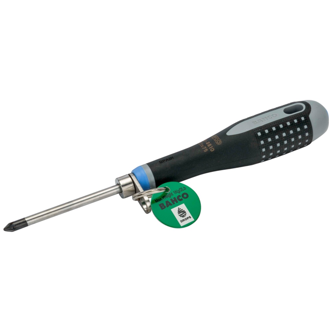 Bahco ERGO Pozidriv-Schraubendreher mit Sicherheitsspanner, PZ2 x 100 mm