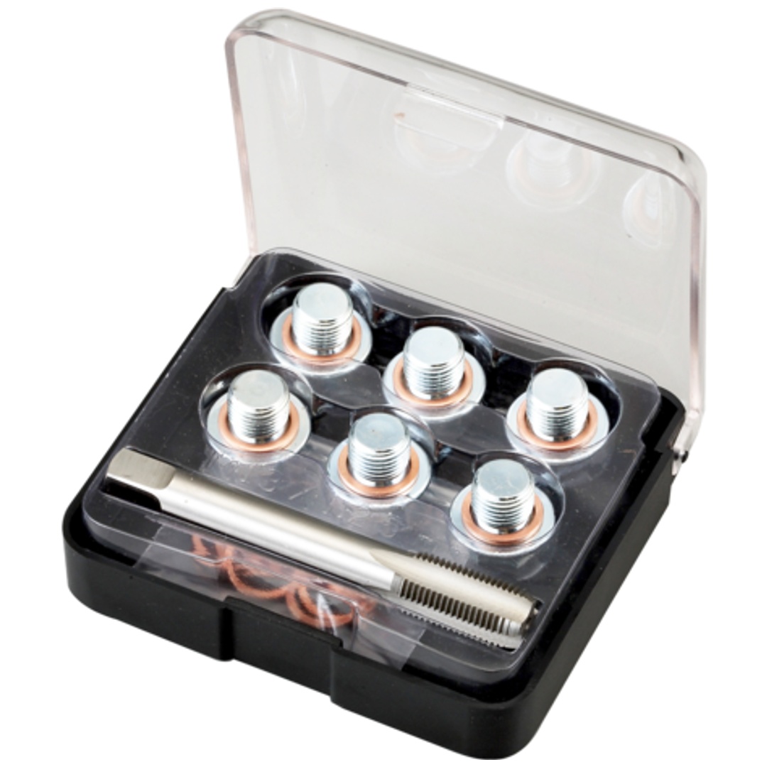 Bahco Mini-Ölablassschrauben-Reparatursatz, M22 x 1.5P Gewindebohrer + 6 Schrauben + 12 Kupfer-Dichtringe
