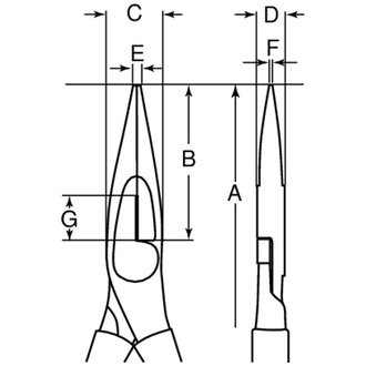 Bahco ERGO-Flachrundzange lang, 2-Komponenten-Griffe mit Öffnungsfeder, Hochleistungsausführung, brüniert 190 mm