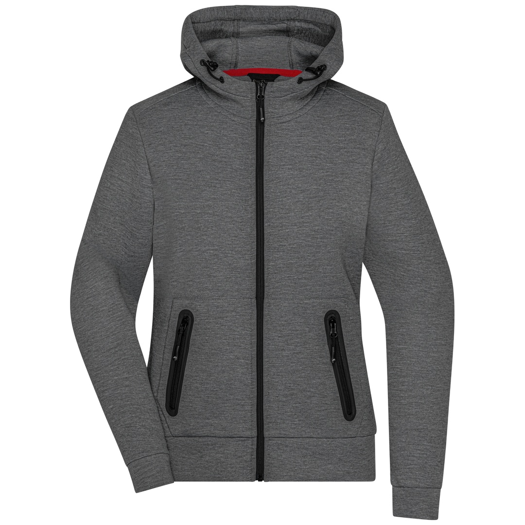 James & Nicholson Kapuzenjacke Damen JN1143 Gr. L dark-melange