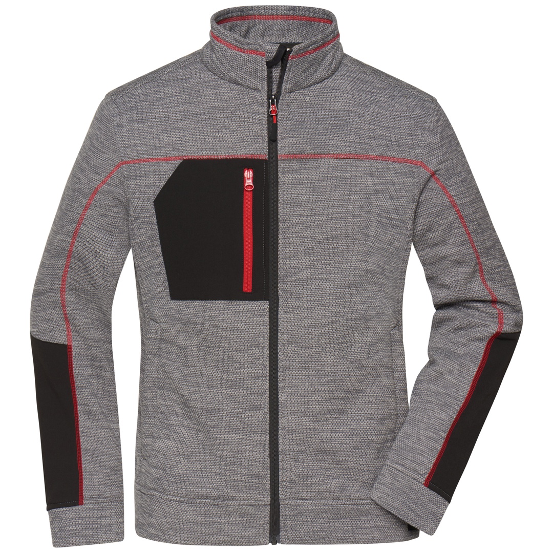 James & Nicholson Fleecejacke Damen JN1817 Gr. M carbon-melange/black/red