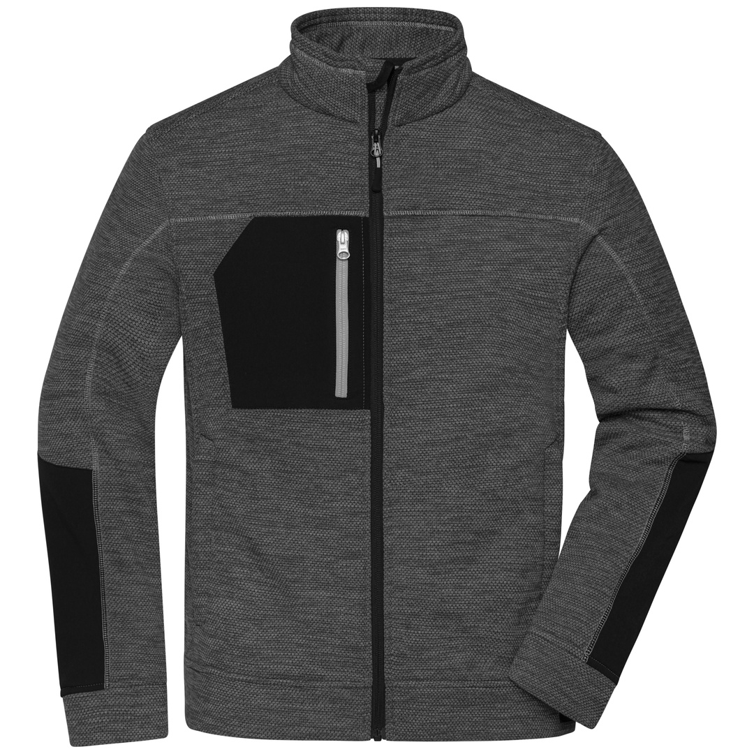 James & Nicholson Fleecejacke Herren JN1818 Gr. S black-melange/black/silver