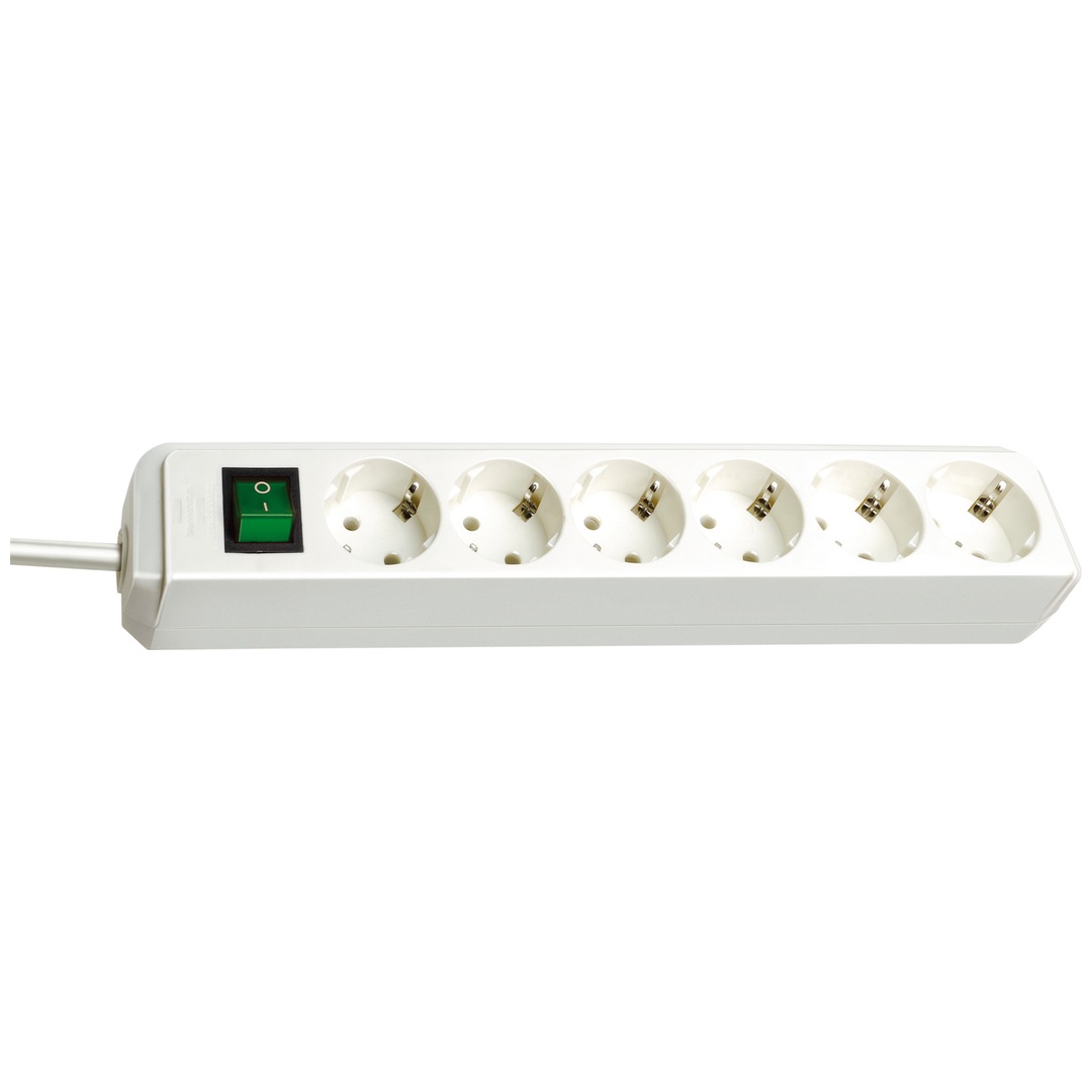 Brennenstuhl Eco-Line, Steckdosenleiste 6-fach (mit Schalter und 3m Kabel - besonders stromsparend) weiß p942255
