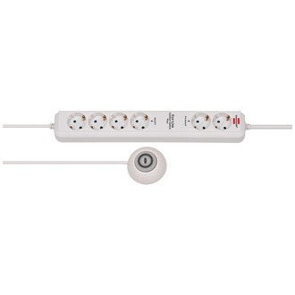 Brennenstuhl Eco-Line Comfort Switch Plus, Steckdosenleiste 6-fach, 2 permanente, 4 schaltbare Steckdosen, beleuchteter Fußschalter, weiß