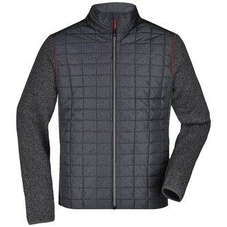 James & Nicholson Strickfleecejacke Herren JN742 Gr. L grey-melange/anthracite-melange