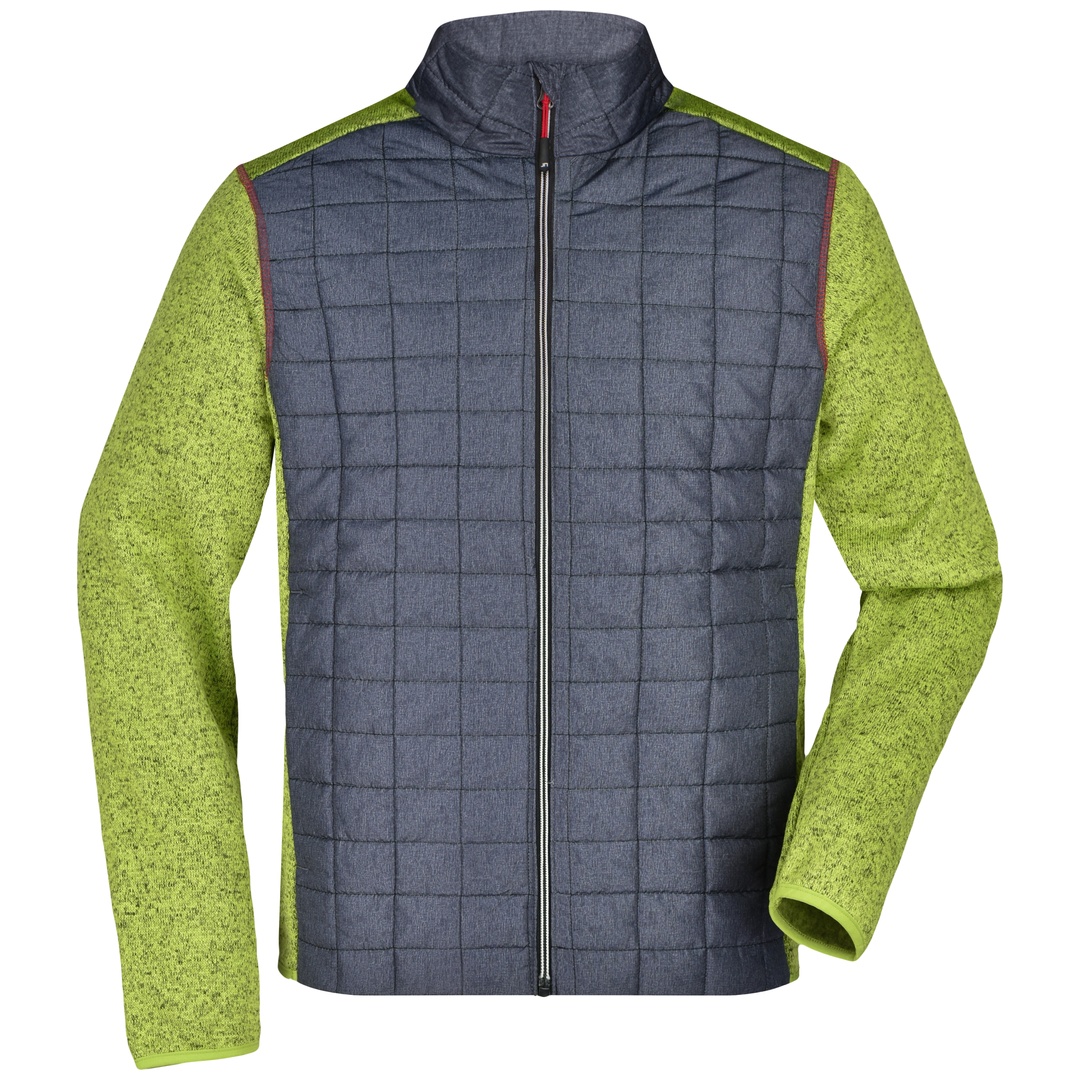James & Nicholson Strickfleecejacke Herren JN742 Gr. 2XL kiwi-melange/anthracite-melange