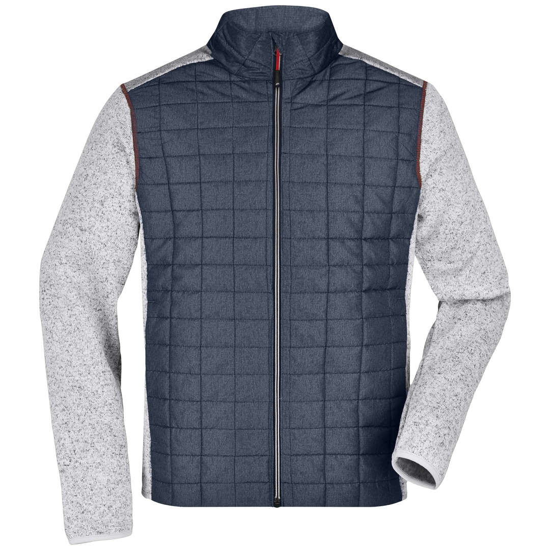 James & Nicholson Strickfleecejacke Herren JN742 Gr. 2XL light-melange/anthracite-melange