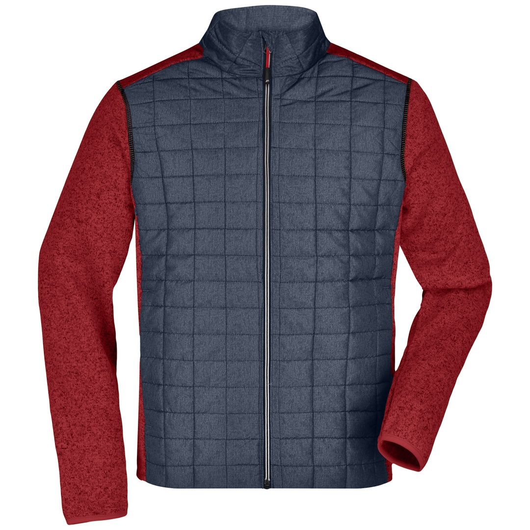 James & Nicholson Strickfleecejacke Herren JN742 Gr. S red-melange/anthracite-melange