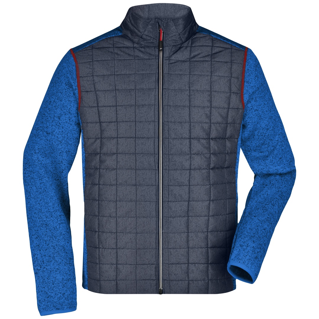 James & Nicholson Strickfleecejacke Herren JN742 Gr. 3XL royal-melange/anthracite-melange