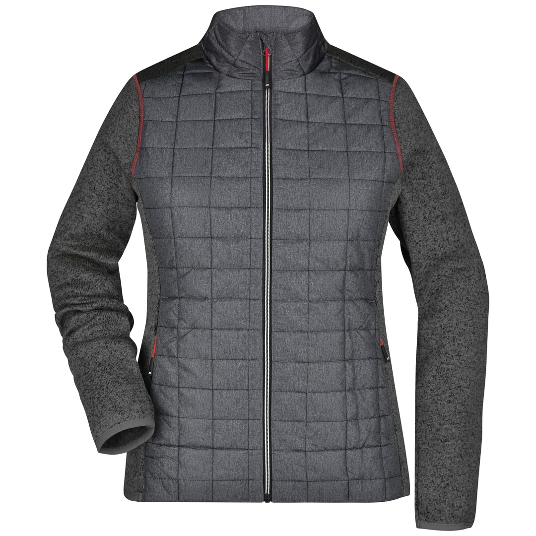 James & Nicholson Strickfleecejacke Damen JN741 Gr. 2XL grey-melange/anthracite-melange