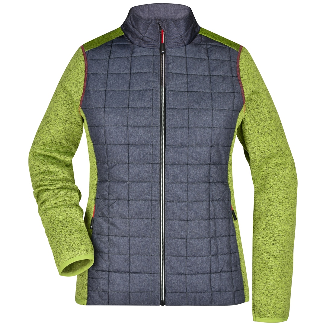 James & Nicholson Strickfleecejacke Damen JN741 Gr. L kiwi-melange/anthracite-melange