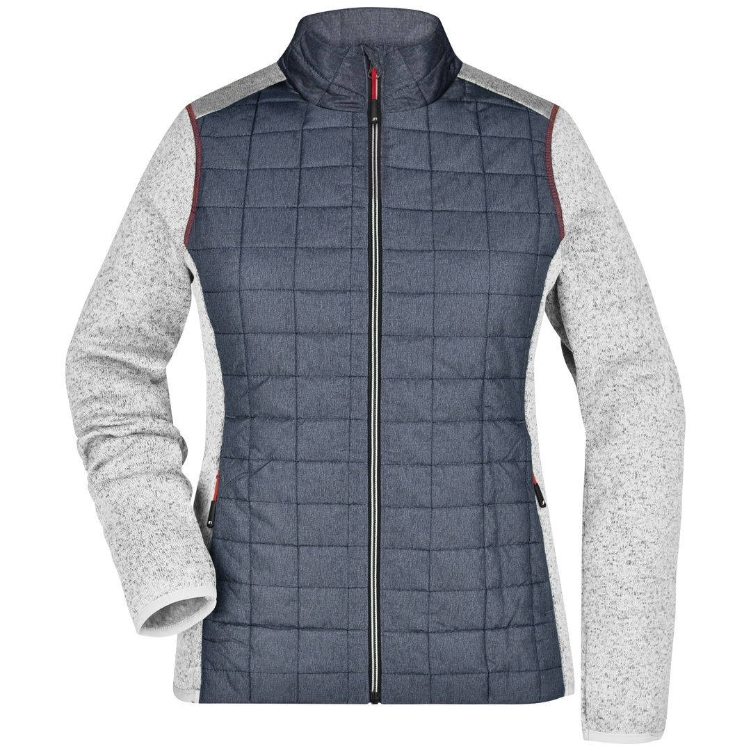 James & Nicholson Strickfleecejacke Damen JN741 Gr. M light-melange/anthracite-melange