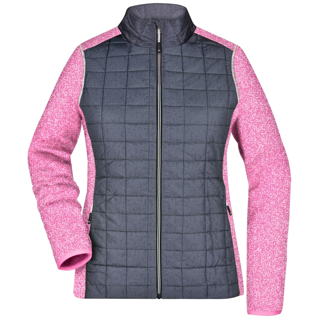 James & Nicholson Strickfleecejacke Damen JN741 Gr. L pink-melange/anthracite-melange