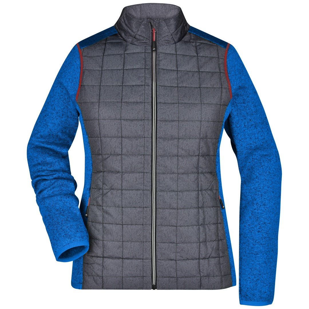 James & Nicholson Strickfleecejacke Damen JN741 Gr. XS royal-melange/anthracite-melange