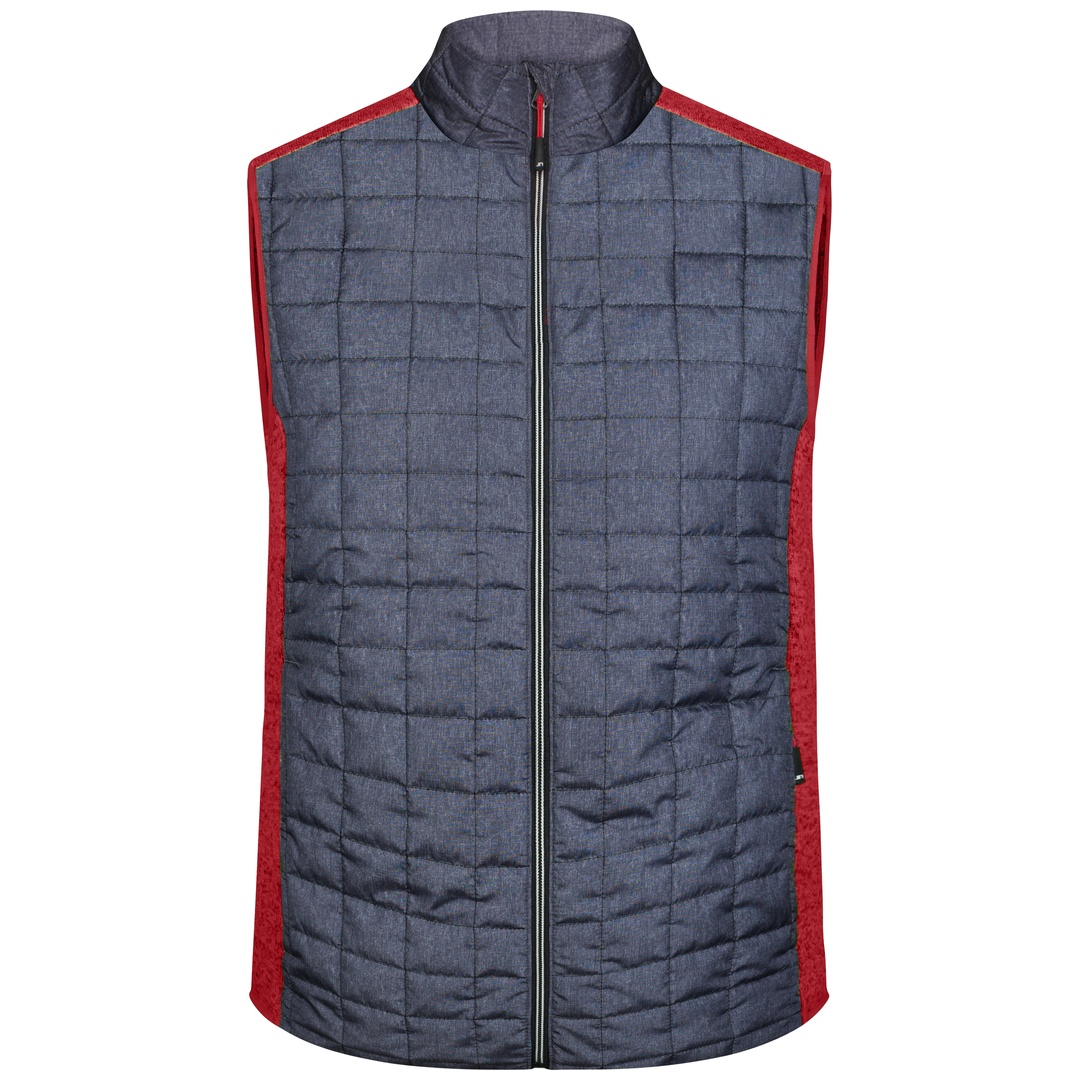 James & Nicholson Weste Materialmix Herren JN740 Gr. M red-melange/anthracite-melange