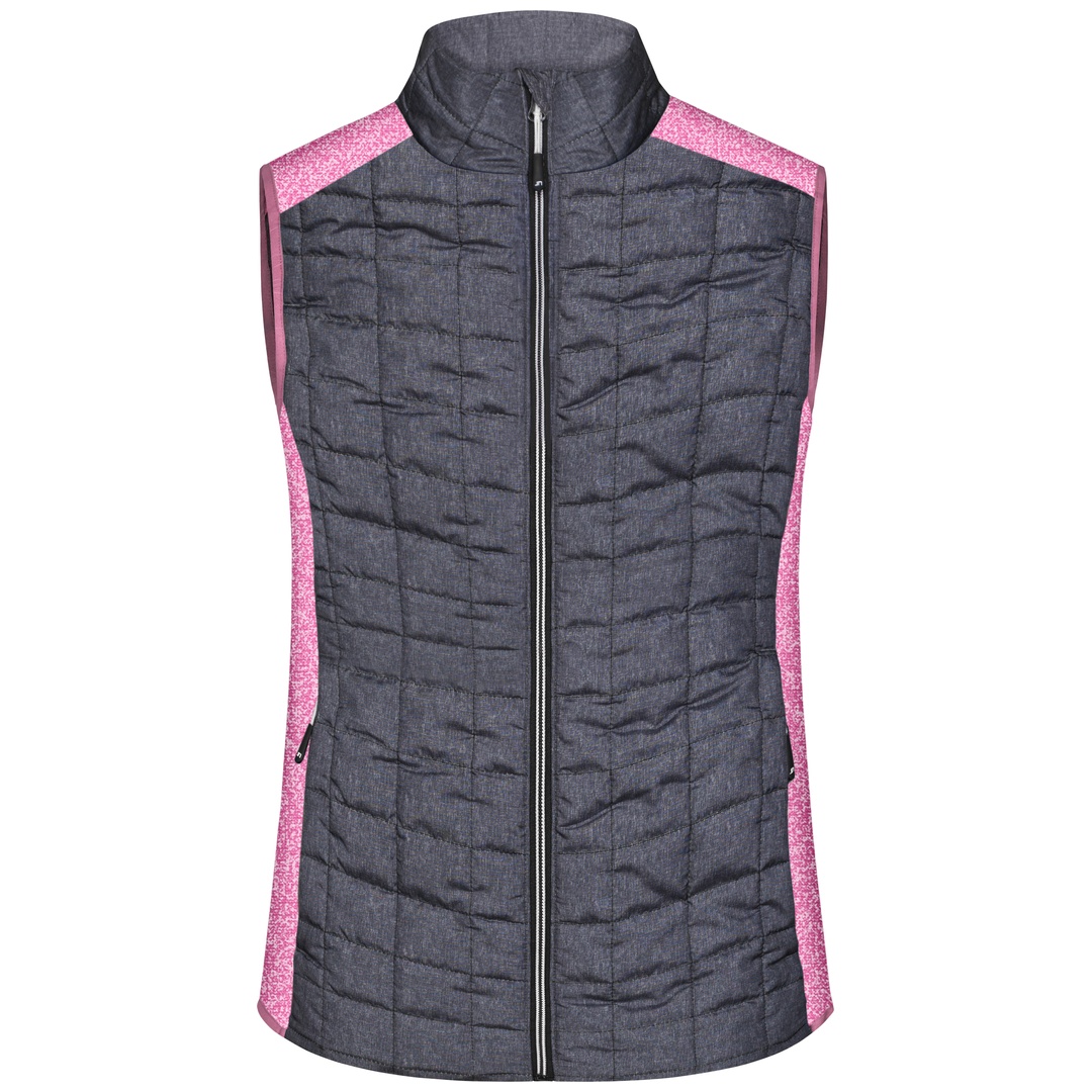 James & Nicholson Weste Materialmix Damen JN739 Gr. L pink-melange/anthracite-melange