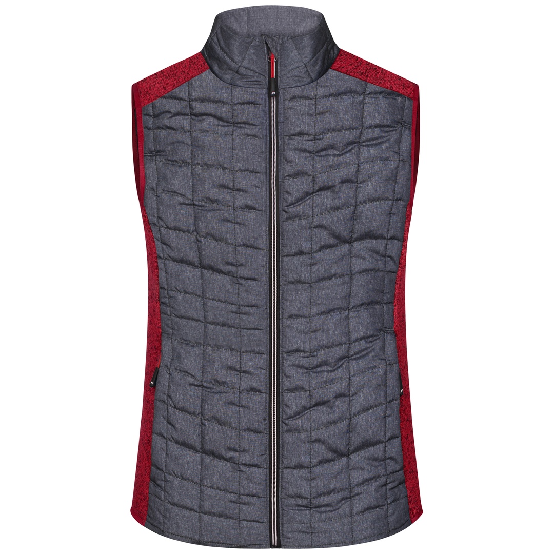 James & Nicholson Weste Materialmix Damen JN739 Gr. XL red-melange/anthracite-melange
