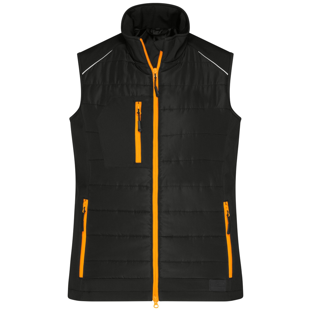 James & Nicholson Softshellweste Materialmix Damen JN1821 Gr. XS black/neon-orange